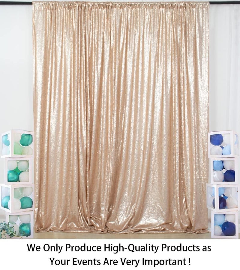 ShiDianYi 8FT x 8FT Champagne Sequin Photo Booth Backdrop, Wedding & Party Backdrop, Sparkling Photography Prop - Image 2